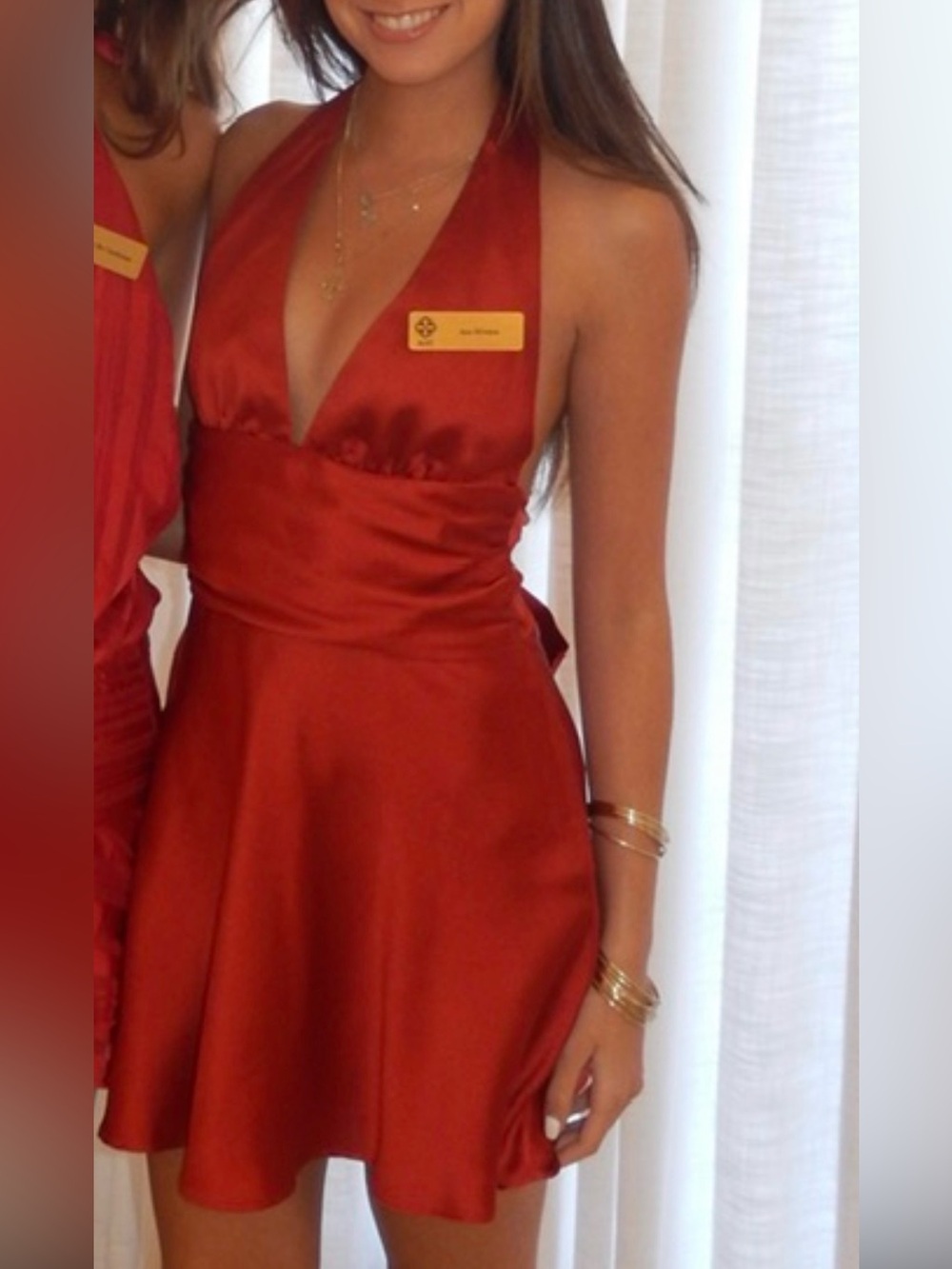 Zara Red Satin Halter Mini Dress